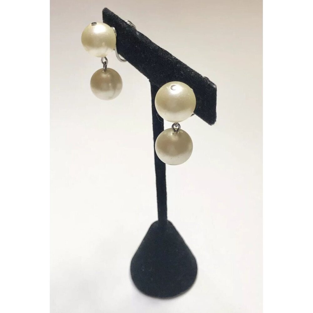 Richelieu Faux Pearl Dangle Double Pearl Vintage … - image 3